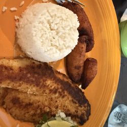 Fish fillet and plantain. This was supposed to be "their Cuban dish"