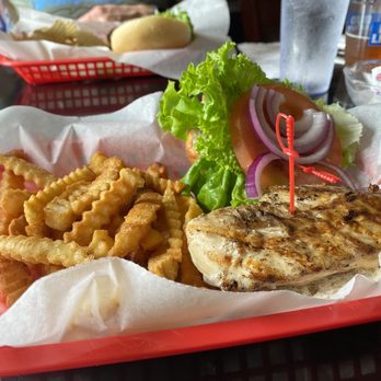 Finnerty's Tap Room - Grilled chicken sandwich with fries - Burgers Near Me - Ellicottville, New York