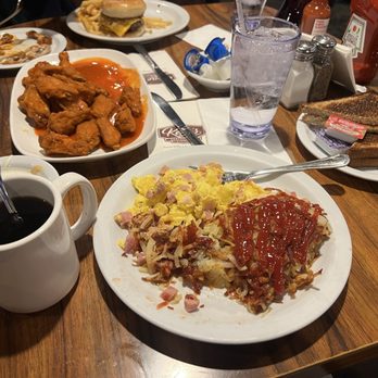 Keno's Restaurant Anaheim Hills - #4 Breakfast Special w/ wheat toast & smash burger at the back - American Near Me - Anaheim, California Keno's Restaurant Anaheim Hills - #4 Breakfast Special w/ wheat toast & smash burger at the back - American Near Me - Anaheim, California