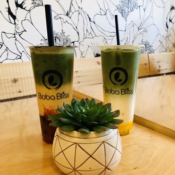 Boba Bliss - Strawberry matcha latte with Oatly and agar boba and mango matcha latte - Bubble Tea Near Me - Dublin, California Boba Bliss - Strawberry matcha latte with Oatly and agar boba and mango matcha latte - Bubble Tea Near Me - Dublin, California