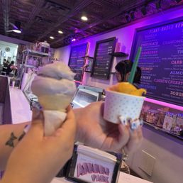 Chamomile Lavender after a few licks and a mango sorbet. Chamomile Lavender after a few licks and a mango sorbet.