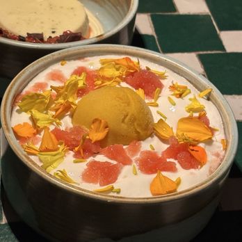 Valley Goat - Mango Sticky Rice mango tamarind sorbet. pickied green mange coconut cloud. watermelon granica 13 - New American Near Me - Sunnyvale, California