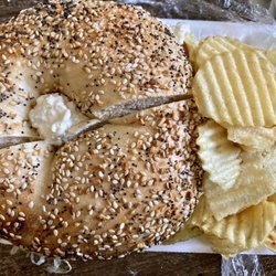Bagel International & Deli - Chicken salad on a toasted everything bagel