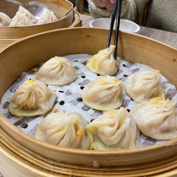 Dumpling Kitchen - A2. Crab & Pork Steamed Dumplings (8) && A1. Shanghai-Style Steamed Pork Dumplings (10) - Chinese Near Me - San Francisco, California