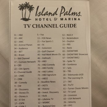 Best Western Plus Island Palms Hotel & Marina - Alphabetized tv channel guide, on the back it is sorted by channel number - San Diego, CA