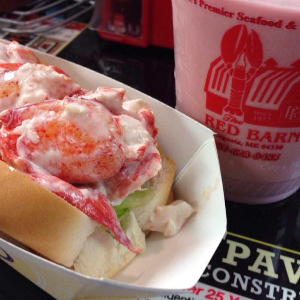 The Red Barn - Lobster roll and a black raspberry shake. 10.95 for the roll and 2.05 for the shake - so refreshing after Bar Harbor prices! - Seafood Near Me - Augusta, Maine The Red Barn - Lobster roll and a black raspberry shake. 10.95 for the roll and 2.05 for the shake - so refreshing after Bar Harbor prices! - Seafood Near Me - Augusta, Maine