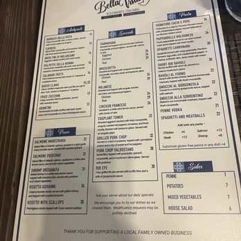 Bella Vista A Mare - Menu - Italian Near Me - Jacksonville Beach, Florida