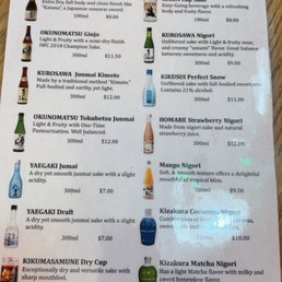 Sake menu