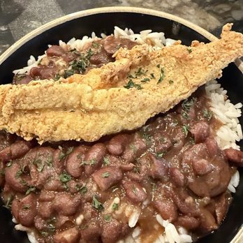 D'juan's Bistro - Catfish and beans and rice lunch special $10 - Soul Food Near Me - Smyrna, Georgia