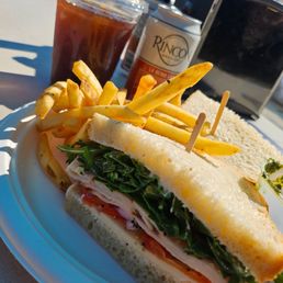 Turkey Pesto Sandwich with French fries Turkey Pesto Sandwich with French fries