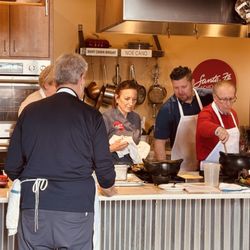 Santa Fe School of Cooking - Mary taste testing our tortilla soup.