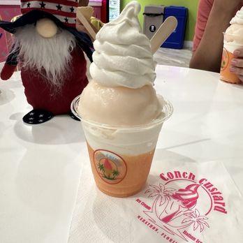 Conch Custard - Small gelati with Mango & Pineapple ice and soft serve custard. - Ice Cream & Frozen Yogurt Near Me - Marathon, Florida