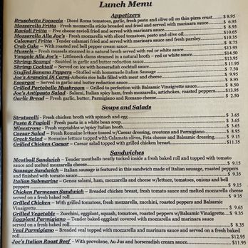 Joe's Italian Cafe - Lunch menu Sept 2024 - Italian Near Me - Addison, Texas Joe's Italian Cafe - Lunch menu Sept 2024 - Italian Near Me - Addison, Texas