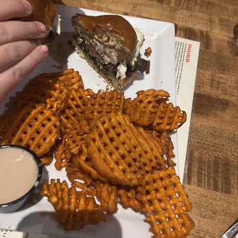 Crave Kitchen & Bar - Chicken sandwich and sweet potato Frys. - Cafes Near Me - El Paso, Texas