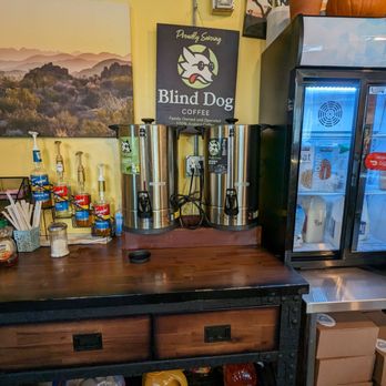 Desert Sun Bagel - Coffee counter. They have refrigerated cartons of creamers. - Sandwiches Near Me - Reno, Nevada