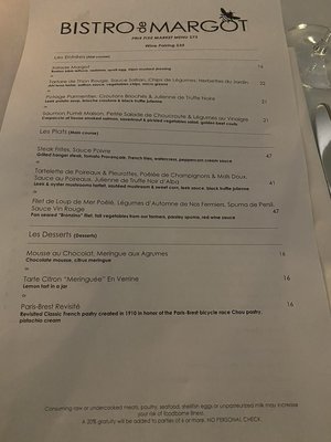 Menu photo 1 Bistro de Margot Burlington, VT