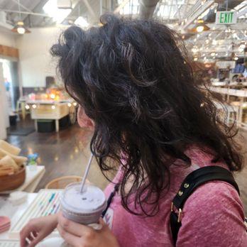 Mini Monster Cafe - My partner enjoying the delicious Taro Coco Smoothie - Bubble Tea Near Me - Anaheim, California