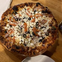 My really tasty pizza - so dense with toppings I could have easily shared it and still had plenty to eat. My really tasty pizza - so dense with toppings I could have easily shared it and still had plenty to eat.