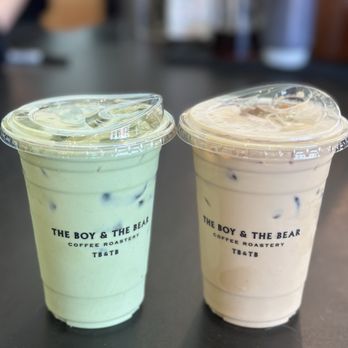 The Boy & The Bear - Iced Matcha Latte and Iced Caramel Latte IG: @ammysalamii - Coffee & Tea Near Me - Los Angeles, California The Boy & The Bear - Iced Matcha Latte and Iced Caramel Latte IG: @ammysalamii - Coffee & Tea Near Me - Los Angeles, California
