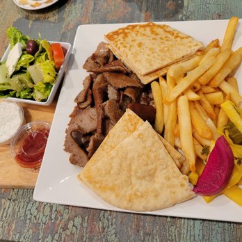 PapaFeta - Gyro plate with fries and salad. There is a fabulous little serving of pickled veggies there too. - Greek Near Me - Temecula, California PapaFeta - Gyro plate with fries and salad. There is a fabulous little serving of pickled veggies there too. - Greek Near Me - Temecula, California