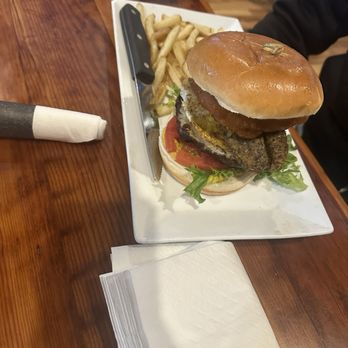 City Tavern - Tavern Burger with fried pickles, fried egg and fries. - Burgers Near Me - Salisbury, North Carolina City Tavern - Tavern Burger with fried pickles, fried egg and fries. - Burgers Near Me - Salisbury, North Carolina