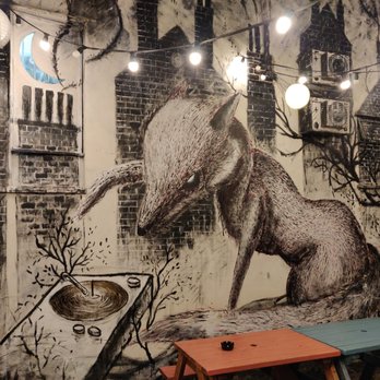The Job Centre - Mural on back patio wall - Pubs Near Me - London, XGL The Job Centre - Mural on back patio wall - Pubs Near Me - London, XGL
