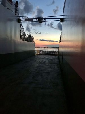 Photo of Casco Bay Lines - Portland, ME, US. Sunset heading to Peaks