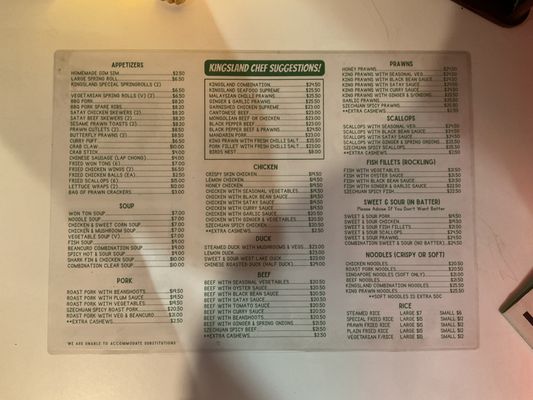 Menu photo 2 Kingsland Chinese Restaurant Boronia, VIC Menu photo 2 Kingsland Chinese Restaurant Boronia, VIC