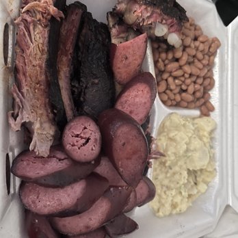 Crown’s BBQ Phase 1 - Two meat dinner with sausage and rib. - Soul Food Near Me - Arlington, Texas Crown’s BBQ Phase 1 - Two meat dinner with sausage and rib. - Soul Food Near Me - Arlington, Texas