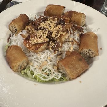 Hunan's Bistro And Sushi - V6. Bun Tom Nuong Cha Gio (chargrilled shrimp with vermicelli and egg rolls) - Chinese Near Me - Houston, Texas Hunan's Bistro And Sushi - V6. Bun Tom Nuong Cha Gio (chargrilled shrimp with vermicelli and egg rolls) - Chinese Near Me - Houston, Texas