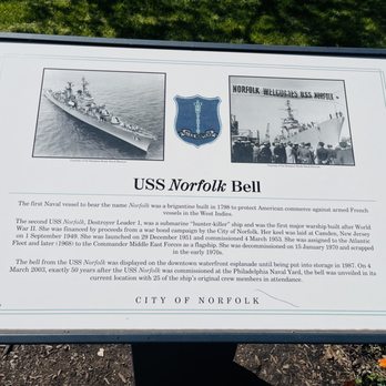 USS Norfolk Bell - USS Norfolk Bell info board - Landmarks & Historical Buildings Near Me - Norfolk, Virginia USS Norfolk Bell - USS Norfolk Bell info board - Landmarks & Historical Buildings Near Me - Norfolk, Virginia