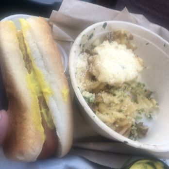 Spuds - a hot dog with mustard and mashed potatoes - Street Vendors Near Me - Anaheim, California Spuds - a hot dog with mustard and mashed potatoes - Street Vendors Near Me - Anaheim, California