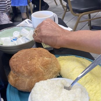 Buttered Biscuit - Check out this biscuit on the breakfast plate!! Grits and mushroom omelette. - Breakfast & Brunch Near Me - Waynesville, North Carolina