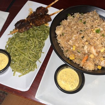 Las Brasas - Duck skewer, Chaufa Marisco Mixto, Pasta Verde Pesto - Latin American Near Me - Decatur, Georgia Las Brasas - Duck skewer, Chaufa Marisco Mixto, Pasta Verde Pesto - Latin American Near Me - Decatur, Georgia