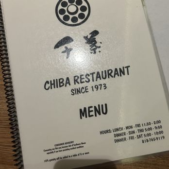 Chiba Restaurant - Menu - Sushi Bars Near Me - North Hollywood, California Chiba Restaurant - Menu - Sushi Bars Near Me - North Hollywood, California