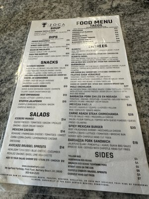 Menu photo 5 Zoca Bethany Beach, DE Menu photo 5 Zoca Bethany Beach, DE
