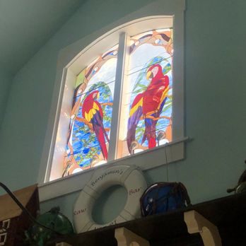 Benjamin's Raw Bar - Parrots in the Stained Glass Windows - Seafood Near Me - Newport, Rhode Island