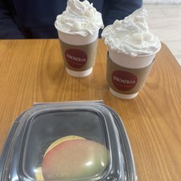 Hot chocolates (small) and mango dessert