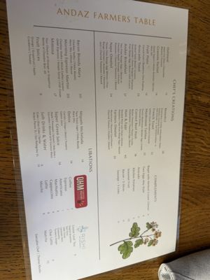 Menu photo 1 Andaz Farmers Table Napa, CA Menu photo 1 Andaz Farmers Table Napa, CA
