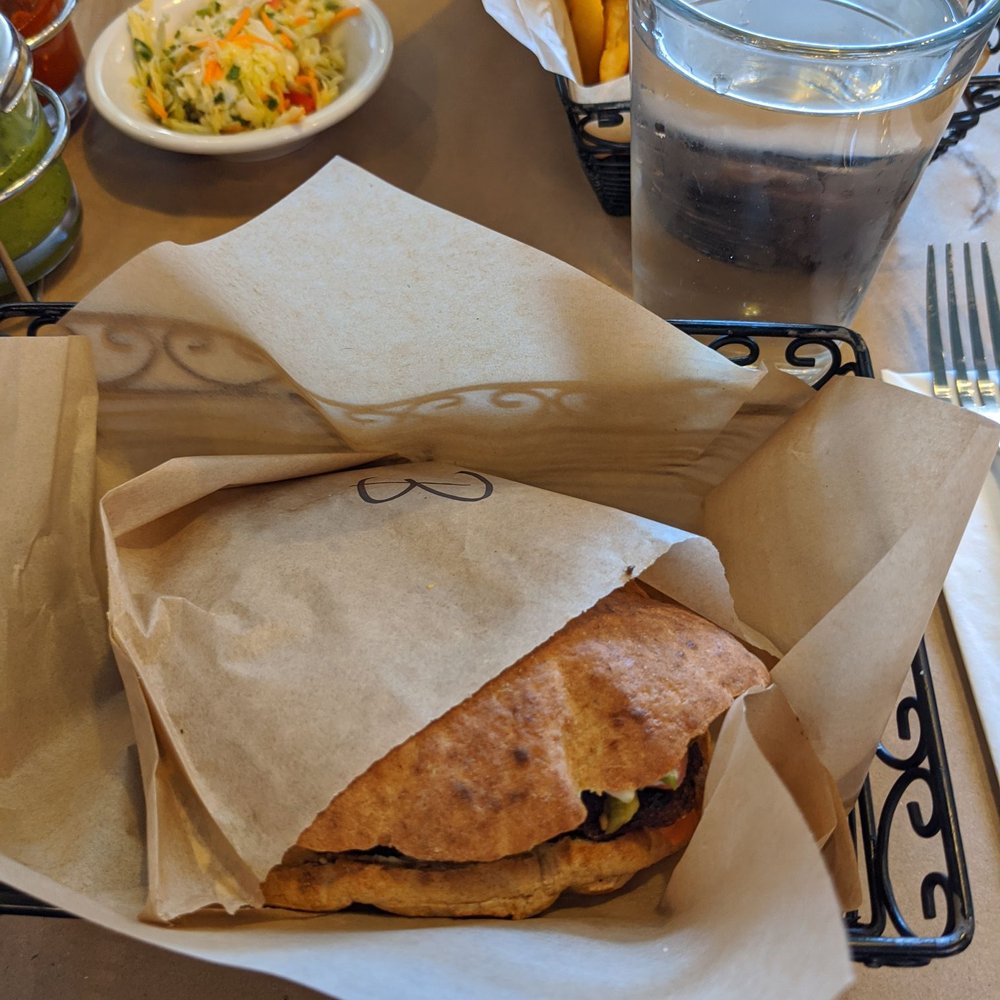 Oren's Hummus - Beef Kebab Pita Sandwich.  French Fries - Mediterranean Near Me - Mountain View, California