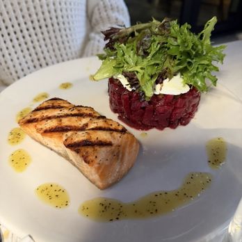 Burtons Grill & Bar - Roasted Beet Tower with added salmon - New American Near Me - Plantation, Florida