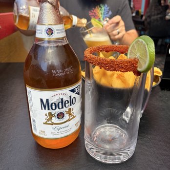 Sanchez Taquería - Modelo with chili rim - Mexican Near Me - Tigard, Oregon Sanchez Taquería - Modelo with chili rim - Mexican Near Me - Tigard, Oregon