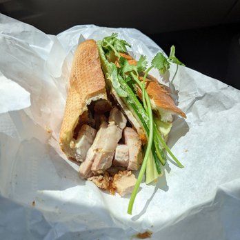 Yummy Bakery - Half of a banh mi heo quay. - Bakeries Near Me - Westminster, California Yummy Bakery - Half of a banh mi heo quay. - Bakeries Near Me - Westminster, California