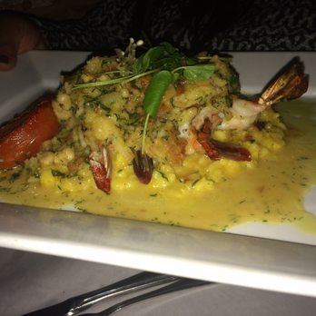 Odeum - [Morgan Hill] - GAMBERI AL FORNO: Jumbo Mexican white prawns stuffed with feta cheese and rock shrimp, parmesan and roasted garlic risotto - Mediterranean Near Me - Morgan Hill, California