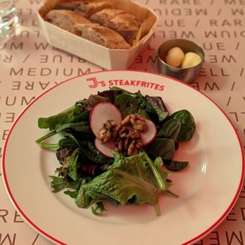 J’s Steak Frites - Salad and housemade bread & butter - Steakhouses Near Me - Toronto, Ontario J’s Steak Frites - Salad and housemade bread & butter - Steakhouses Near Me - Toronto, Ontario