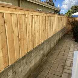 Fence on brick wall