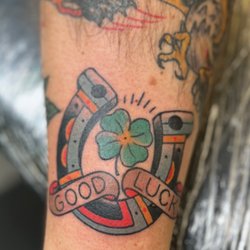 Steel City Tattoo - Traditional good luck horseshoe tattoo by John.