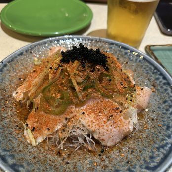 Kintaro Sushi Bar - Black & White (albacore belly scorched with hot oil and sauce) - Sushi Bars Near Me - Elk Grove, California Kintaro Sushi Bar - Black & White (albacore belly scorched with hot oil and sauce) - Sushi Bars Near Me - Elk Grove, California