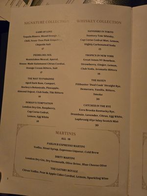 Menu photo 8 The Parlour Room New York, NY