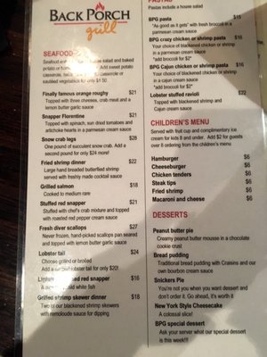 Menu photo 1 Back Porch Grill Hot Springs, AR Menu photo 1 Back Porch Grill Hot Springs, AR